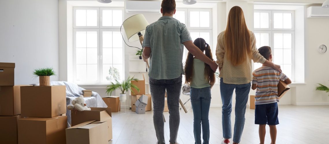 Young family moving into new house